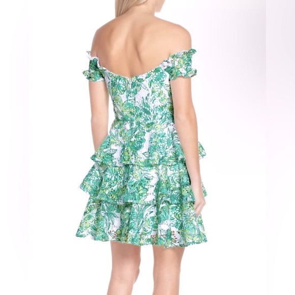 NWT Lilly Pulitzer Resort White Flamingle Cicely Off the Shoulder Dress - Sz 4 - Picture 2 of 10